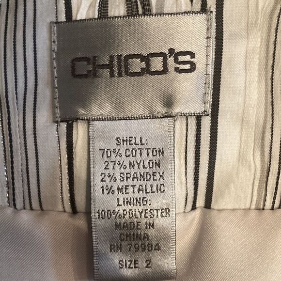 Chico’s black, white, and silver blazer, size m or Chico’s size 2, guc - Picture 6 of 8